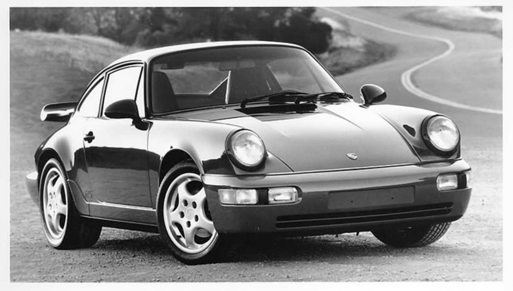 This image is unique and does not appear in any other factory published document. Despite the total contrast with the prior image, it is also believed to be a Guards Red car because it has a black “RS” decal on its flanks ahead of the rear wheel but behind the lower corner of the door. This black decal would only be fitted to either a Guards Red, Polar Silver Metallic or Grand Prix White car and given these choices, Guards Red seems the most likely.
