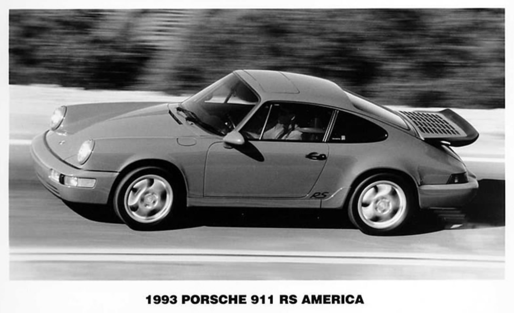 This image is of a Guards Red car and appears in full color on the inside lower right hand side of the factory sales brochure
