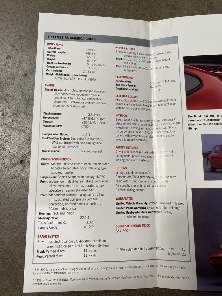 Far Left Fold of RS America Sales Brochure